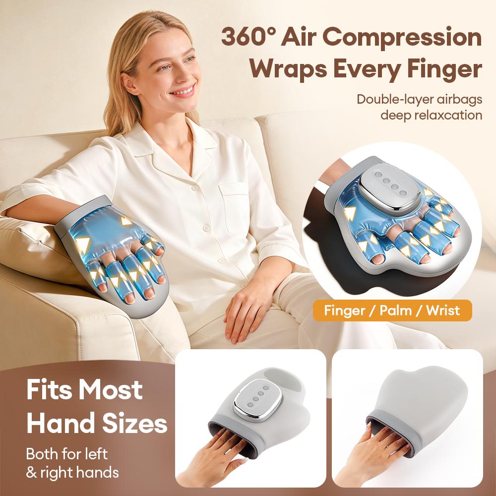 5 Level Hand Massager with Airbag Compression Finger Wrist Palm Massage Machine Vibration Glove for Hand Muscle Relax