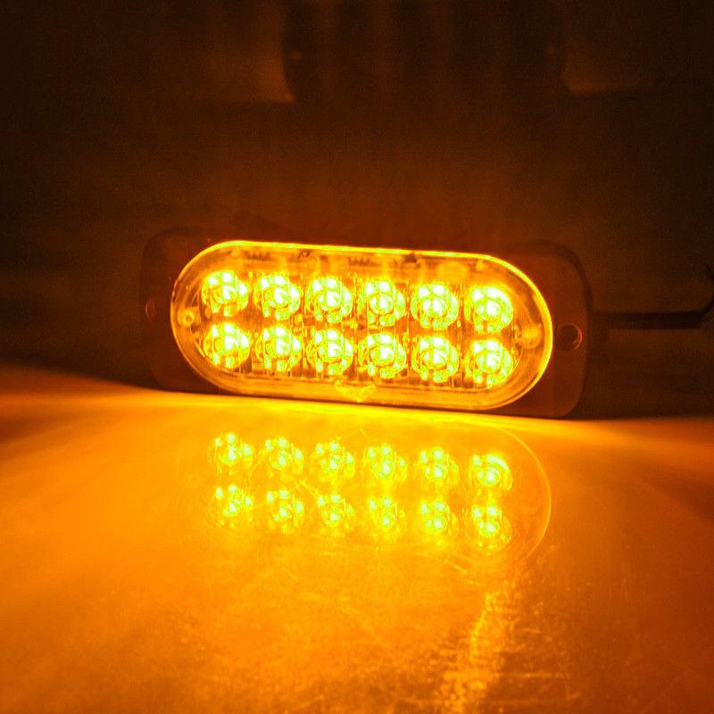 12 LED Car Truck Urgent Always Bright Light DC12V-24V 36W Fits For Auto DRL Car Truck Amber Super Bright Car Accessories