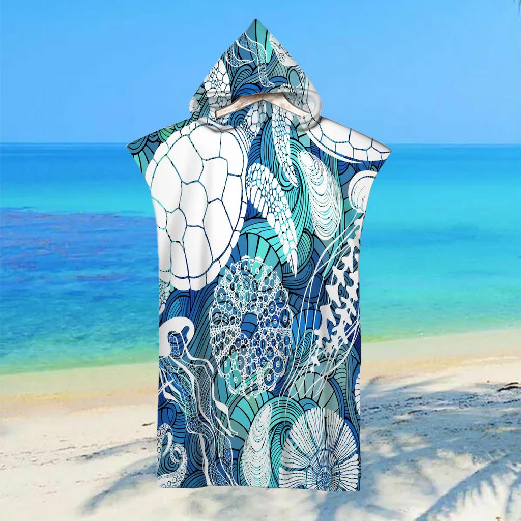 Adult Kids Beach Towel Quick Dry Hooded Cloak Children Women Large Bath Towels Sand Free Poncho Bathrobe For Summer Swim Surf