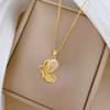 Opal Butterfly Full Diamond Light Luxury Temperament Gorgeous Full Diamond Necklace Female Versatile Collarbone Chain Titanium Steel