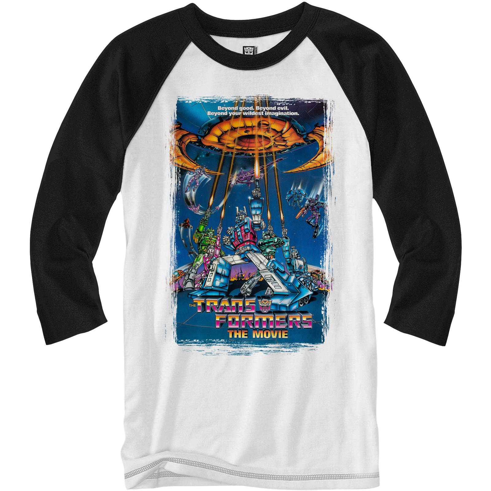Transformers the Movie 80 Poster Raglan Style 3 4 Length Sleeve Adult Graphic M
