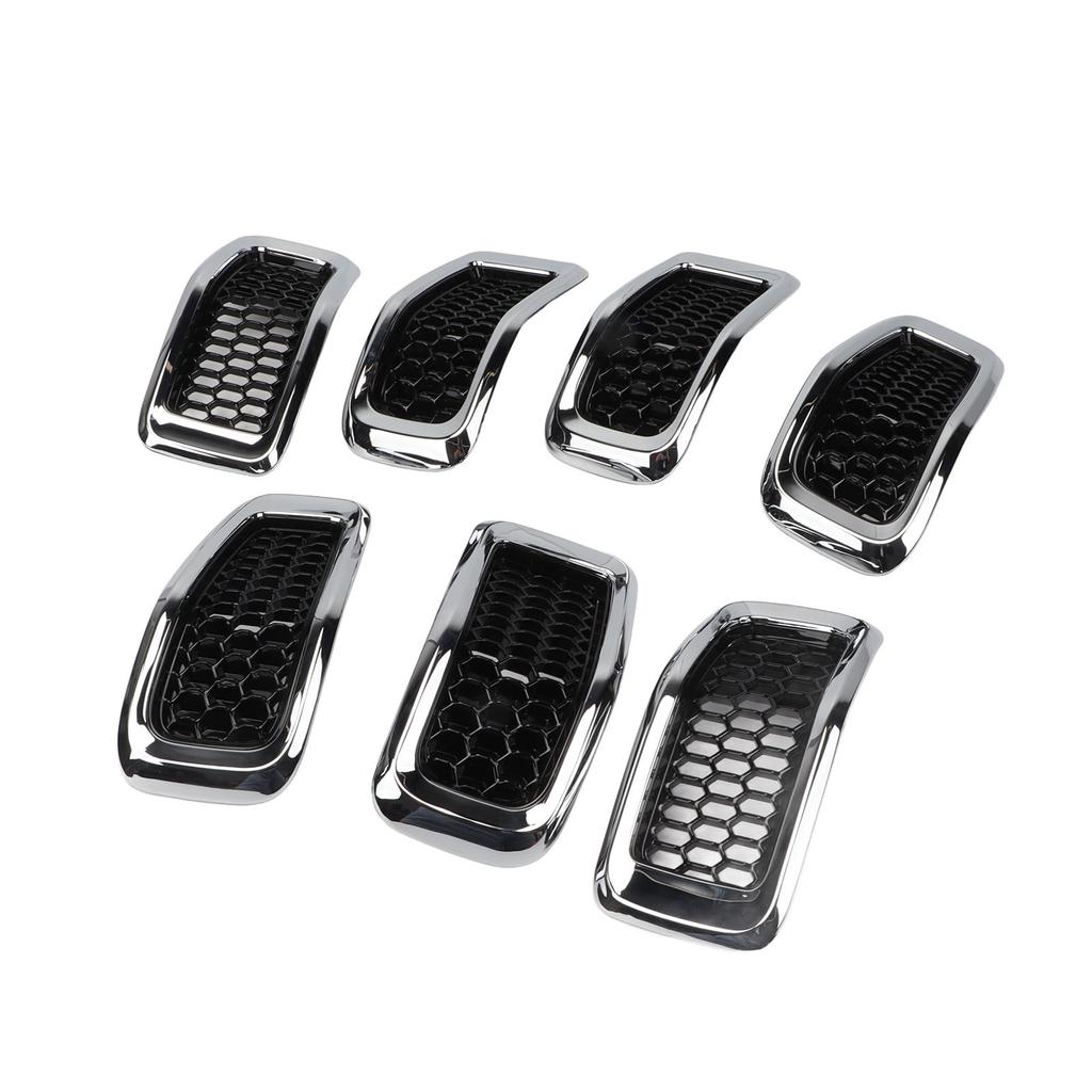 7Pcs Front Grille Cover 68303626AA Front Bumper Hood Grille Vent Insert Cover for Cherokee 2014 to 2018