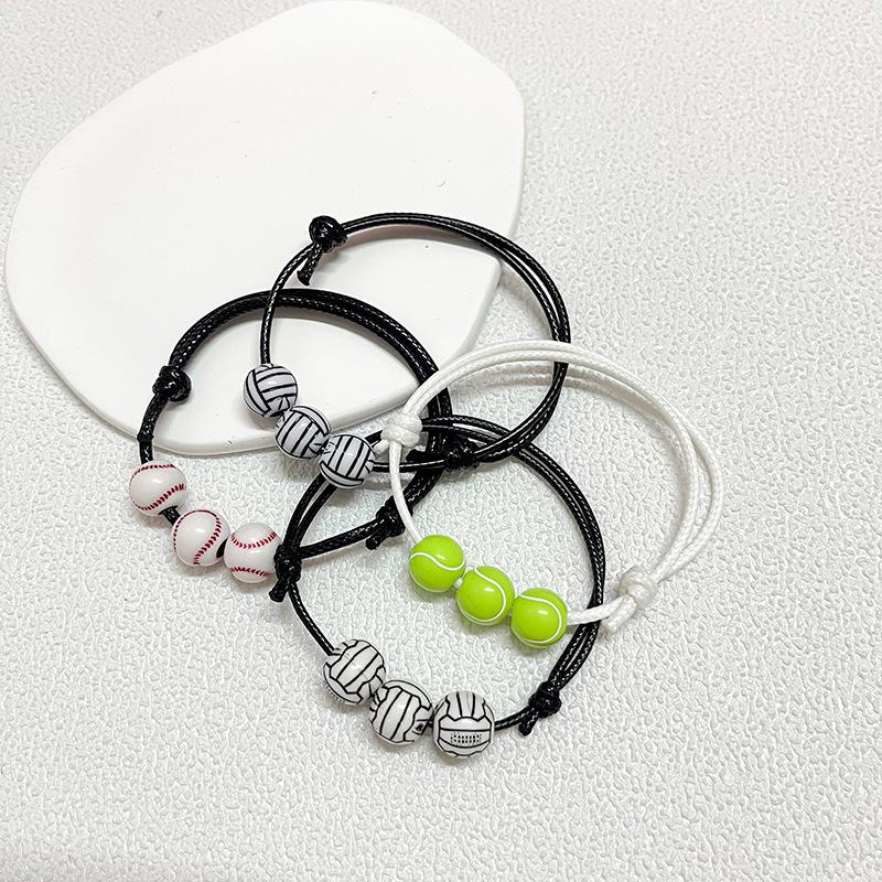 Customized Sports Bracelet - Wax Cord Woven: Basketball, Baseball, Tennis, Rugby, and Football Wristband Jewelry