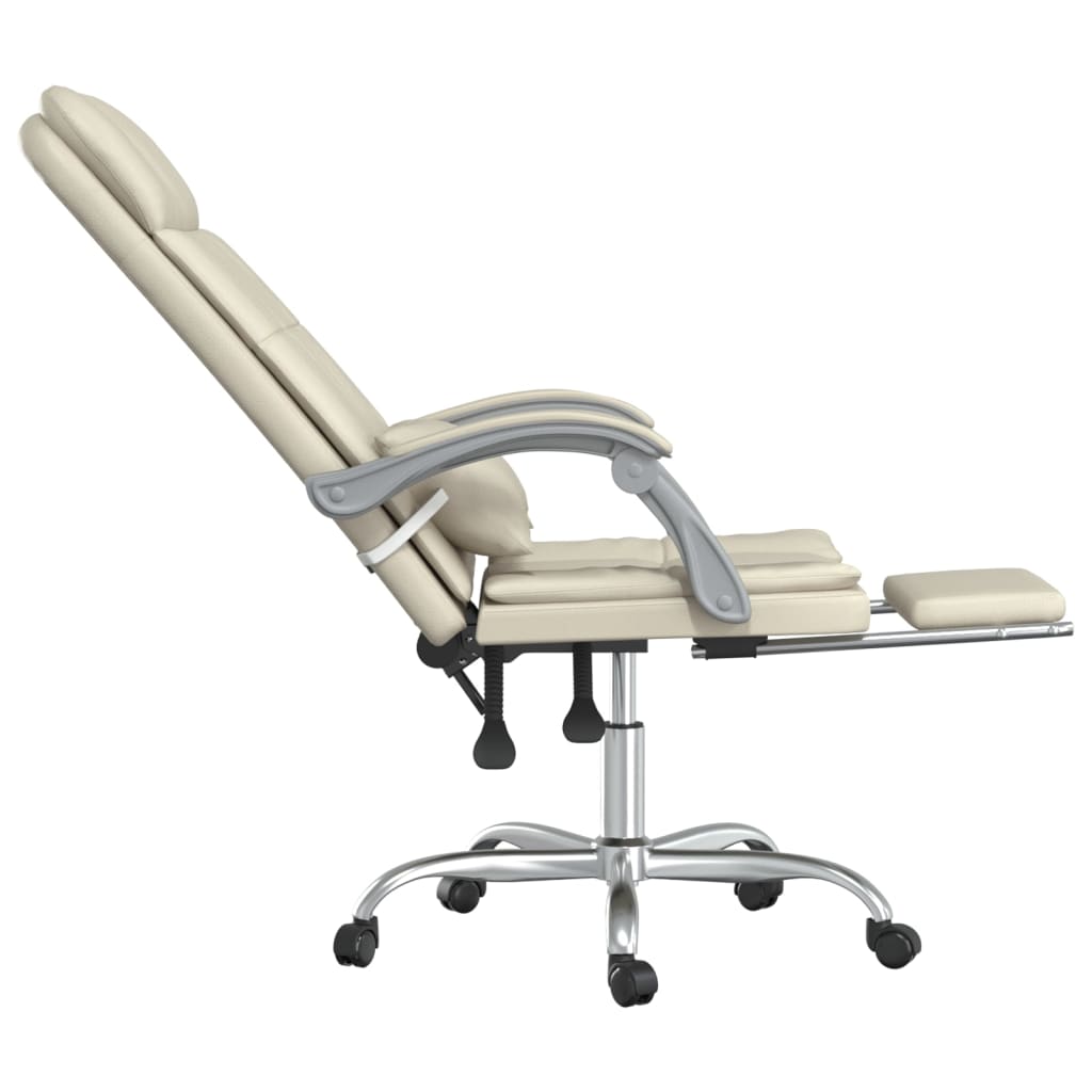 Office Chair with Massage Function Cream Faux Leather