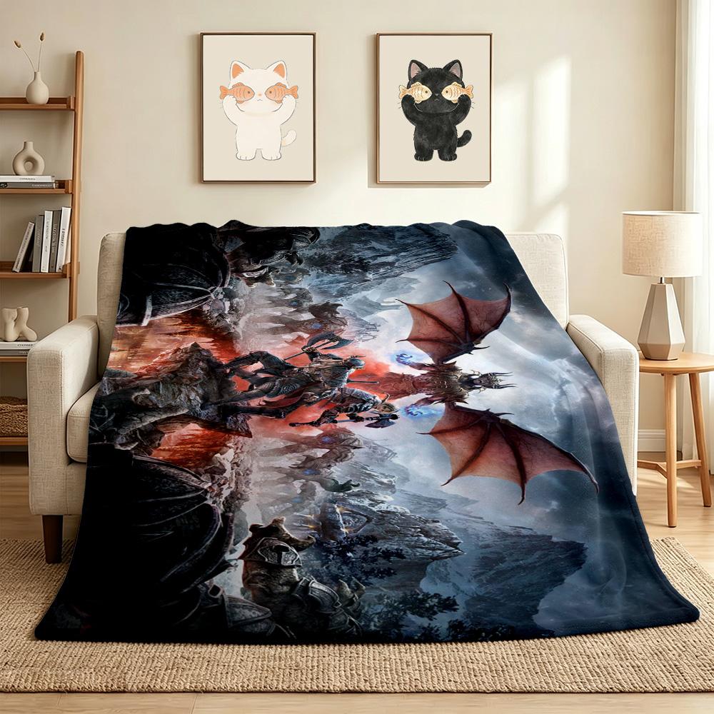 Dragon Battle Flannel Blanket Throw Blanket Soft Warm Sofa Bed Camping Home Decor Unique Christmas Gift C9261302