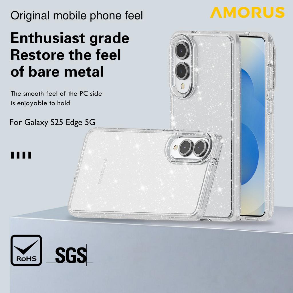 AMORUS For Samsung Galaxy S25 Edge Case Soft TPU Hard PC Back Shockproof Phone Cover