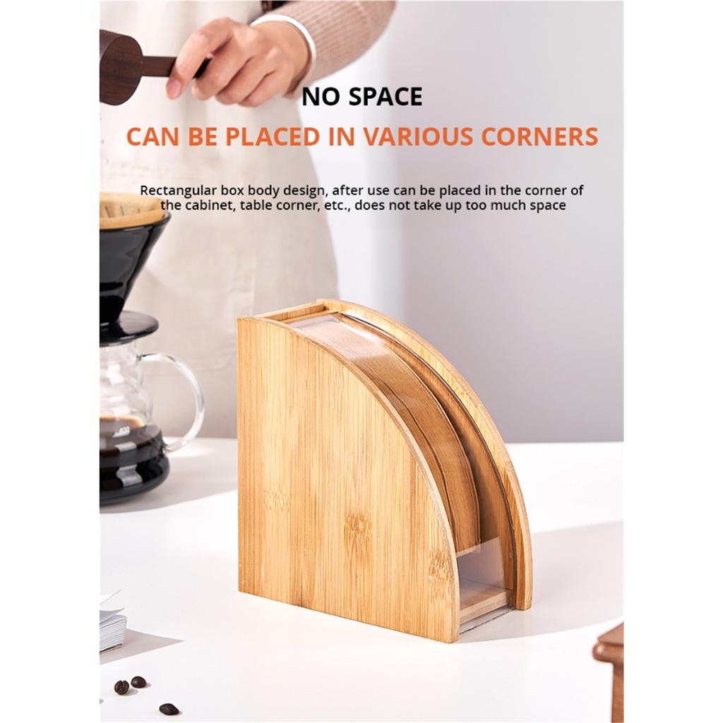 Coffee Filter Paper Holder Storage Box Wood Dust-proof V60 Filter Paper Rack Stand Home Cafe Making Coffee Accessories Coffeware