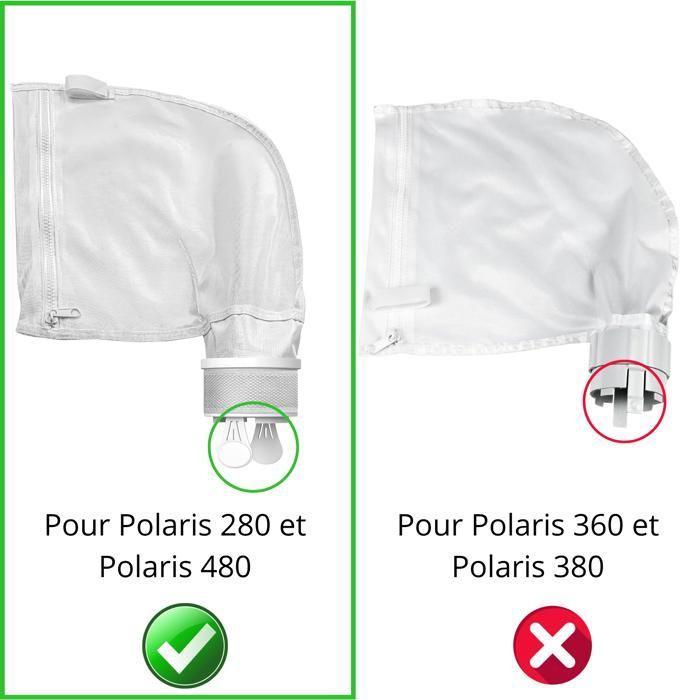 Lote 2 Bolsas para Polaris 280 / 480 - Filtro robot limpiafondos piscina malla repuesto K13/K16 Bolsa para limo con cierre zip