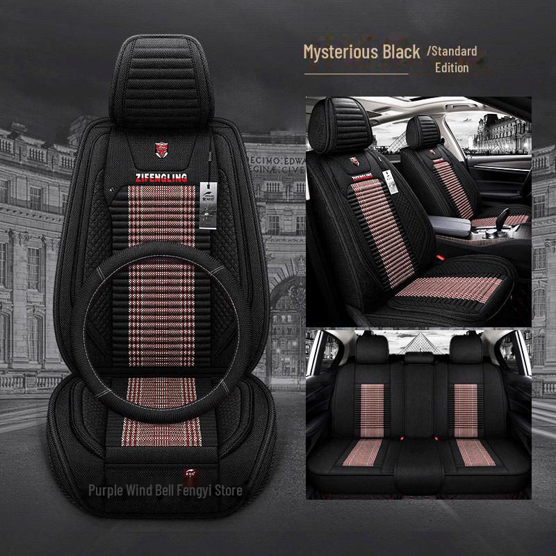 Purple Wind Bell Linen Seat Cover for 5 Series 530Le - Light Blue Geometry A Star Design