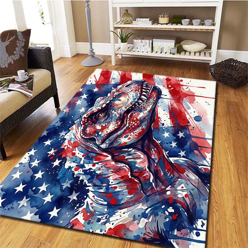 American Flag Animals Pattern Square Carpet,Area Rug,Carpet Rug for Living Room Bedroom Sofa Playroom Decor,Non-slip Floor Mat,Holiday Birthday Gifts