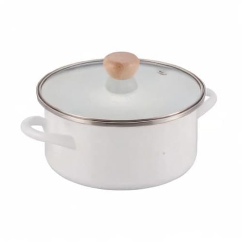 Pearl Metal 20cm Enamel Pot with Glass Lid, Induction Compatible, Only One Stage HB-6161