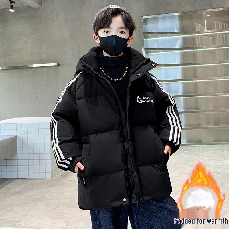 

Хлопкова зимова куртка для хлопчиків 2025 – Тепла куртка на блискавці для дітей 170 cm чорний