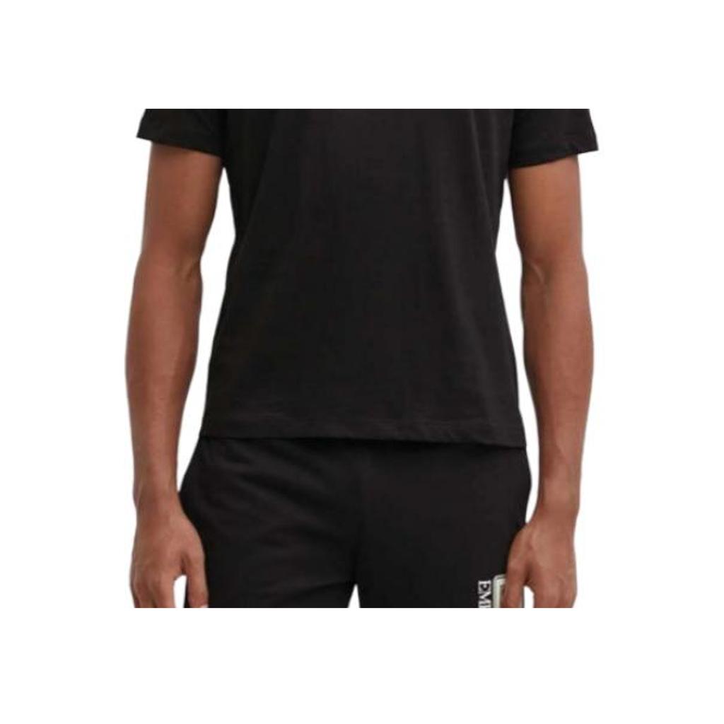 Emporio Armani EA7 Letter Logo Pullover Round Neck Short Sleeve T-Shirt Men Tops Black 6DPT81-PJVPZ-1200