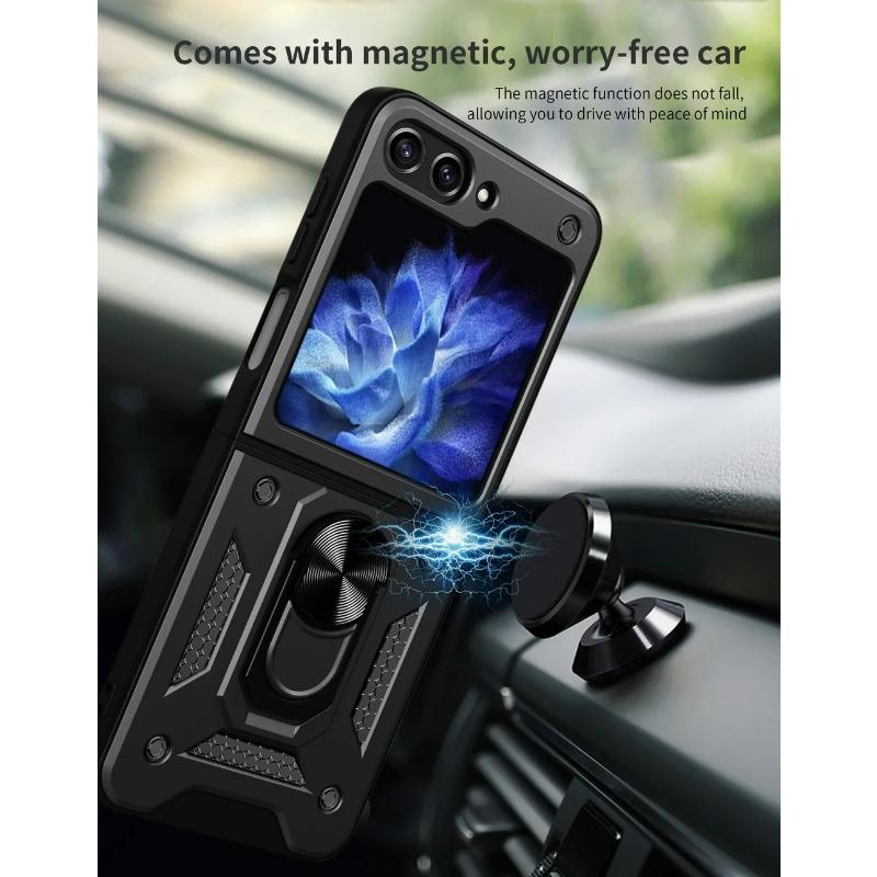 Camera Protection Case for Samsung Z Flip 6 5 4 3 Galaxy Z Flip6 Flip 5 4 3 Armor Hybrid Ring Back Cover