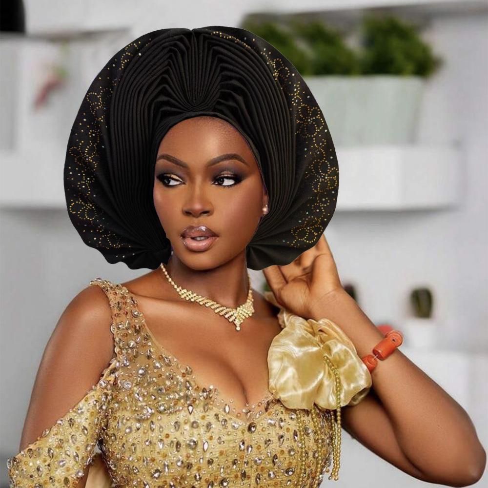 JYL TS DIY Пограничный Новый Тюрбан Шапка Трехслойный Бант Мусульманская Шляпа black_ кадмий оранжевый