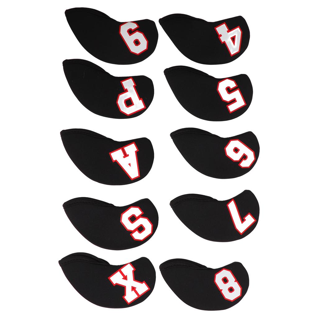 10PcsSet Number Golf Iron Head Cover Set Neoprene Golf Club Iron Protective HeadcoverBlack