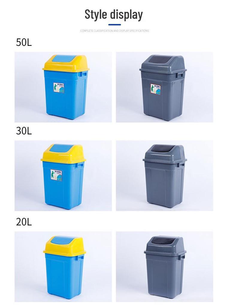 Outdoor Square Flip-Top Trash Bin for Kitchen and Campus Sanitation