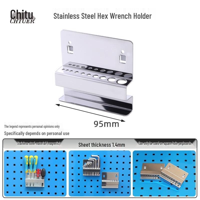 Stainless Steel Pegboard Rack & Hook Set for Tool Organization