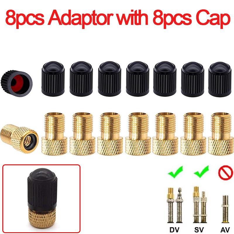 2~8 sztuk Konwerter Adapter Pompy do Zaworów Rowerowych Presta na Schrader Dysza Konwersji Adapter Inflacji F/V Do A/V Adapter Zaworu Rowerowego