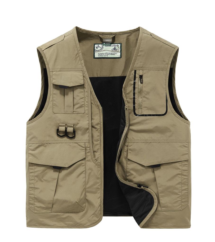 Functional Vest for Men Loose Fit Large Size Thin Workwear Multi Pocket Photography Fishing Outdoor Vest Jacket for Me