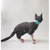Sphynx Cat Clothes Black Stripe Breathable Shirts Suit, Pet Hat and Shirt Set (Medium)
