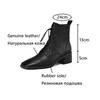 Fashion NEW Autumn/Winter Women Boots Genuine Leather Shoes for Women Square Toe Chunky Heel Shoes Lace-up Modern Boots Plus Size Shoes