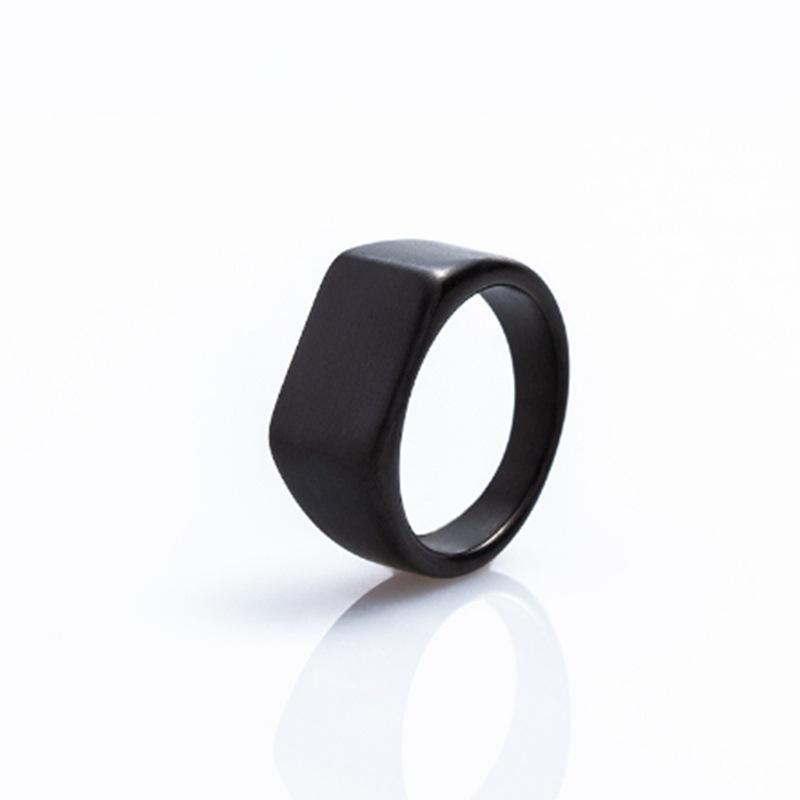 New Unisex Titanium Steel Ring Simple Rectangular Pattern Able Jewelry for Men & Women Valentine's Day Gift Size 7-13