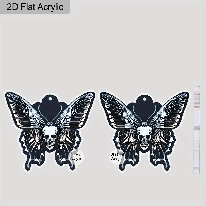 2D Flat Cute Halloween Sugar Skull Butterfly Earrings Dangle Acrylic Day of The Dead Decor Gifts for Women Festival Charms