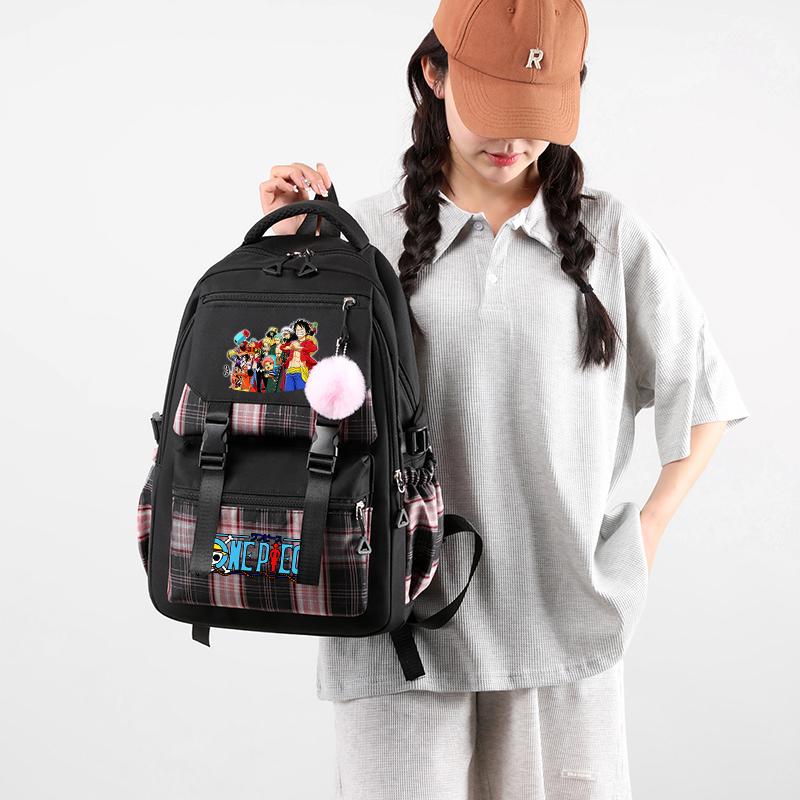 2Pcs/set Anime One Piece Large Capacity Handbag for Teenager Student Children Girl Boy Back To School Washable Versatile Crossbody Shoulder Bag