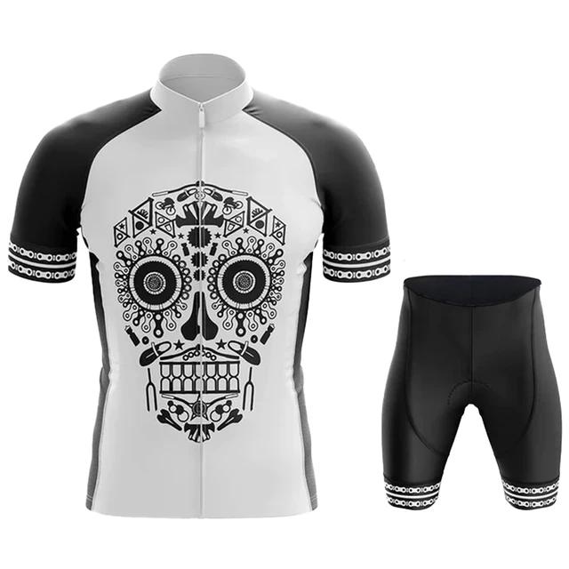 2026 Team Men Summer Skeleton Short Sleeve Cycling Jersey Set MTB Maillot Ropa Ciclismo Bicycle Wear Breathable Cycling Clothing