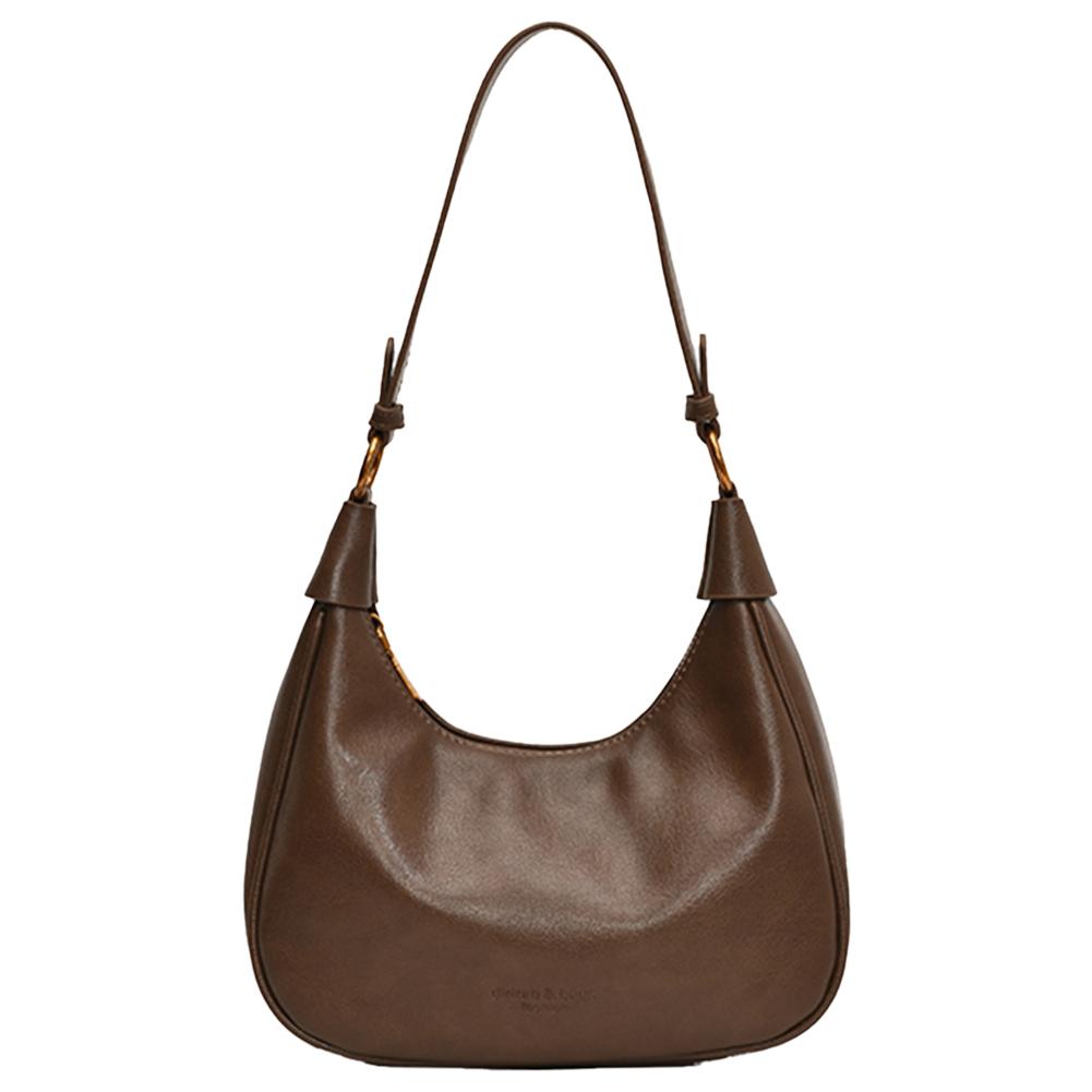 Women Retro Crescent Bag PU Leather with Zipper Hobo Shoulder Bag Solid Handbag Work Casual Underarm Pouch Travel Crossbody Bags