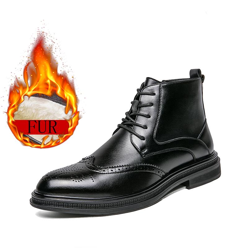 Fashion Winter Boots Chelsea Men Boots Casual Breathable Men Boots Fashion Block Style Ankle Boots for Male Non-slip Business Mens Boots