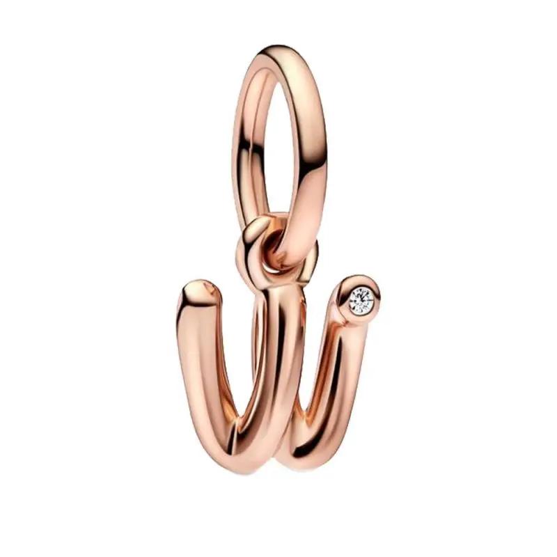 Brand New Plated Rose Gold Letter A-z 26 Alphabet Bead Component Zircon Letter Charm Bead Component Compatible With Authentic Original Bracelet High