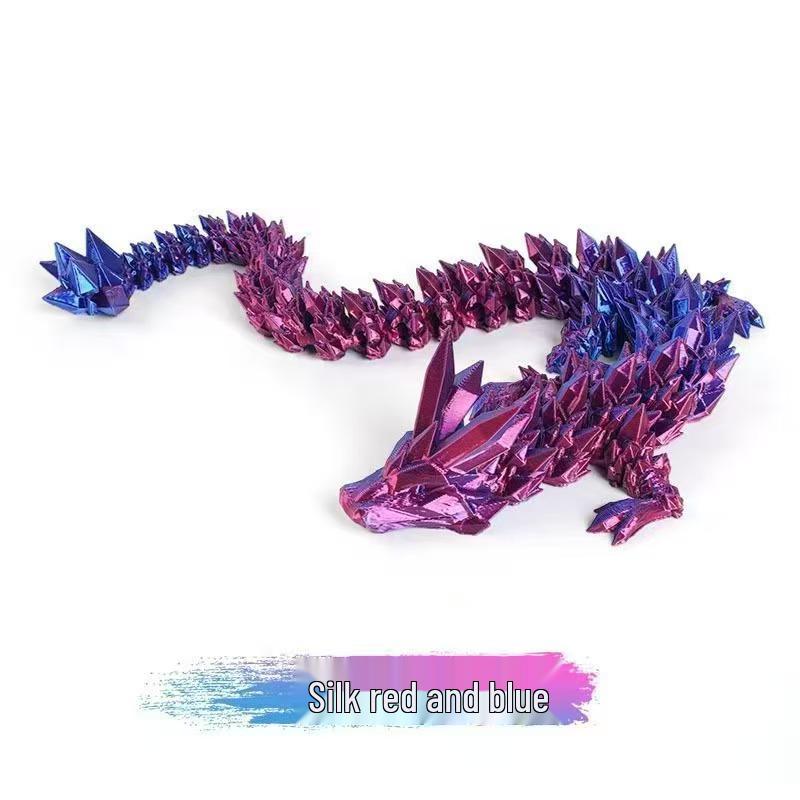 Luminous 3D Printed Crystal Dragon - Fully Articulated Gem Dragon Toy Ornament