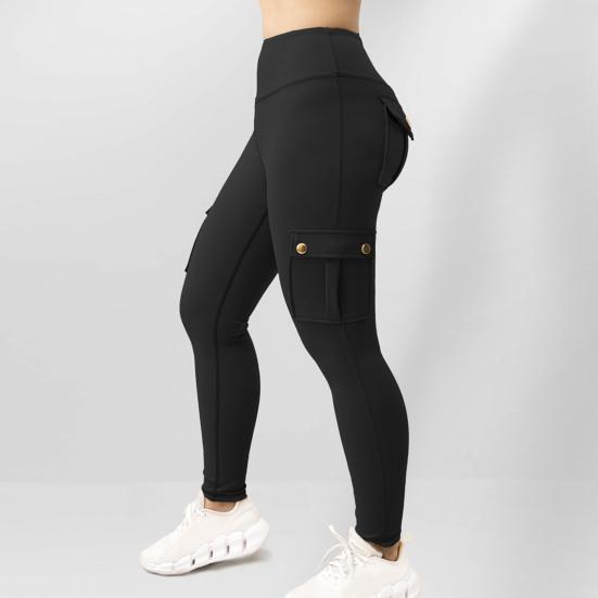 Damskie spodnie sportowe Spodnie do jogi Slim Fit Wysoka talia Elastyczna, szybkoschnąca, obcisła, miękka, oddychająca, jednokolorowe kieszenie Damskie spodnie do joggingu