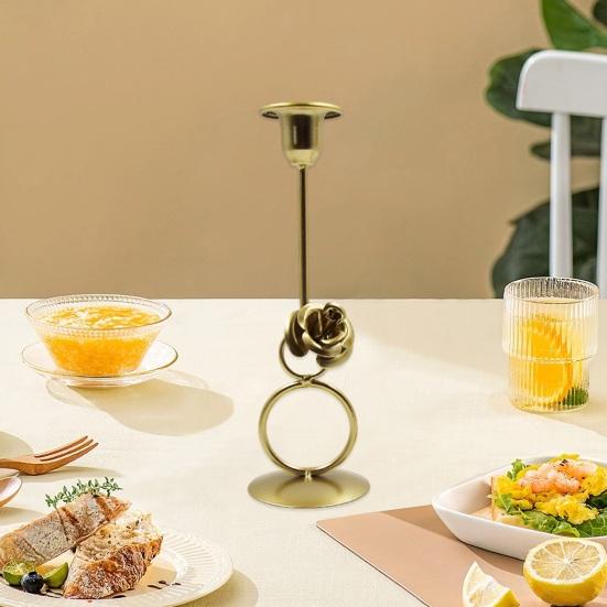 Candlestick Elegant Romantic Exquisite Craftsmanship Iron Candle Holder for Home Dining Table Decoration