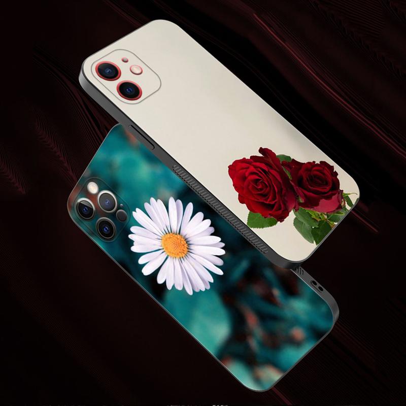 Handyhülle für Apple Iphone 14 13 12 11 Pro Max 13 12 Mini Xs Max Xr X 7 8 6 6s Plus Cover Shell Rose Tulip Green Shoots Flowers