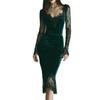 French Romantic Celebrity Temperament Outer Single Gold Velvet Strand Lace Waist Hip Dress Autumn Style