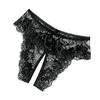 3pcs Lady Open Crotch Panties Low Waist Erotogenic Lace Open Crotch Underwear for Women Burgundy Black White 3XL