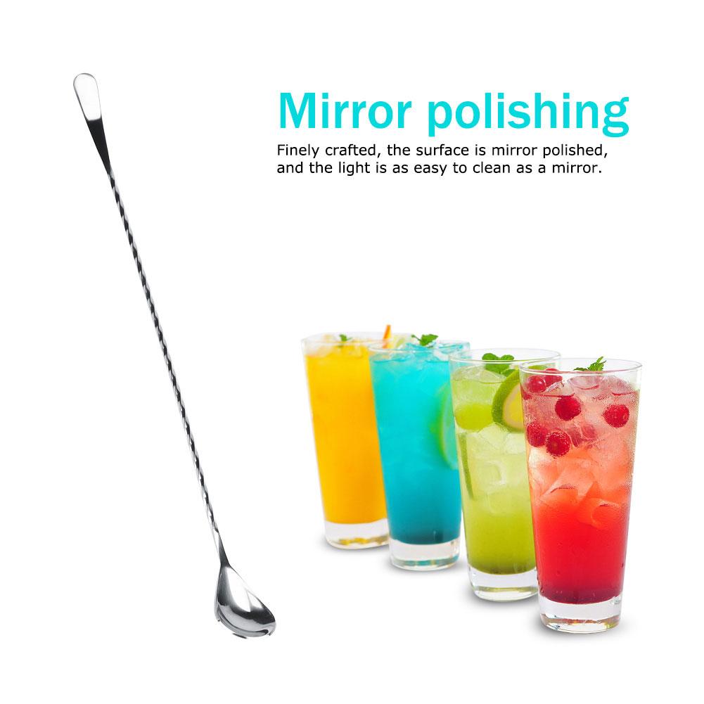 40cm Stainless Steel Bar Cocktail Stirring Spoon With Fork Mixing Drink Puddler Mixer For Coffee Milk Tea Tea Juice Beverages