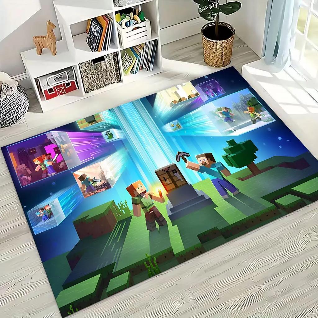 Cartoon S-Sandboxs 3D Game Carpet Rug for Bedroom Living Room Sofa Home Doormat Decor,Large Kids Play Non-slip Floor Mat Gift