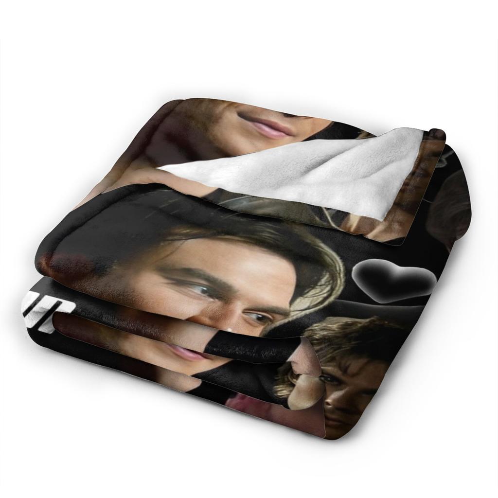 Damon Salvatore Blanket Cover Coral Fleece Plush The Vampire Diaries Warm Throw Blankets for Home Couch Bedroom Quilt