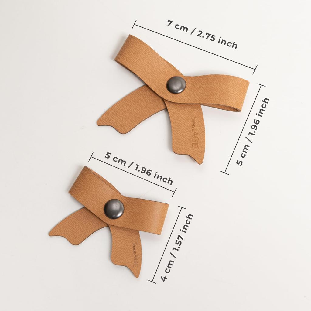 SenseAGE Cable Clips of PU Cute Earphone Cord Cable Management Caramel Brown x 5cm x [Set 5] Leather, Ribbon, Stationery, Clips, Winder, Organizer,