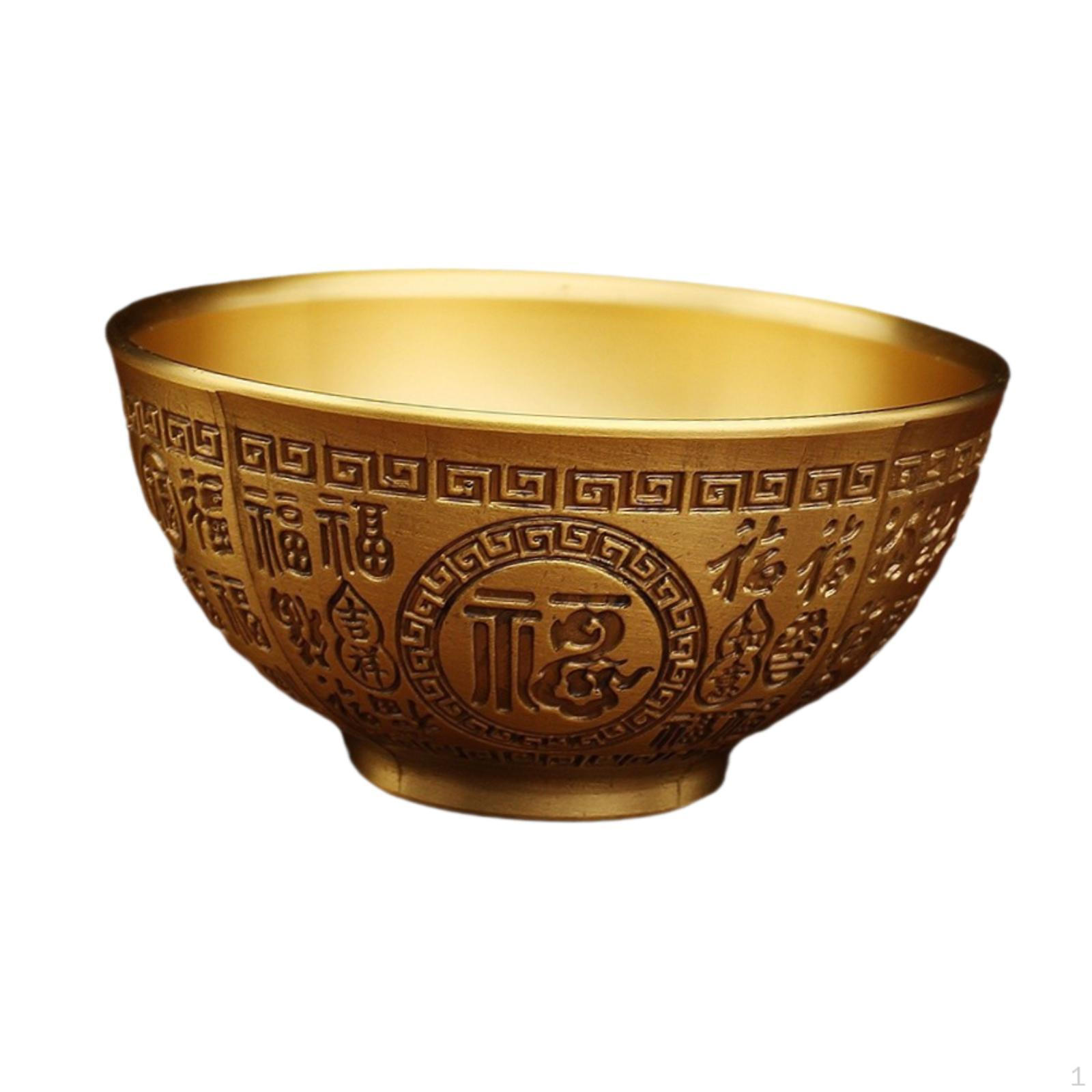 Латунная чаша фэн-шуй, декоративные подношения, коллекции, скульптура, благословение Фу, украшение для стола Fu Blessing Bowl