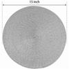 Round Braided Placemats Set Of 12 Table Mats For Dining Tables Woven Washable Non-Slip Place Mats 15 Inch(Light Grey)