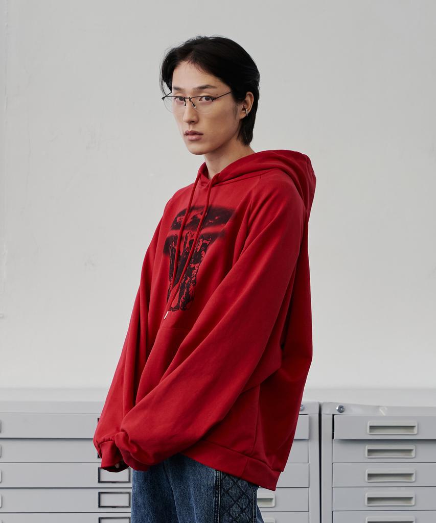 Three Sweepers Vintage Hoodie Red