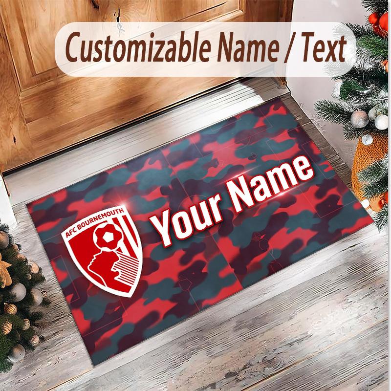 Personalized Crystal Velvet Carpet Bournemouth Football Pattern Non Slip Floor Rug