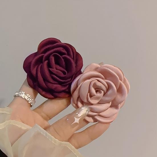3D Brož s designem látkové květiny, klip na límec, květ kamélie, klopa, všestranné nošení, módní doplněk