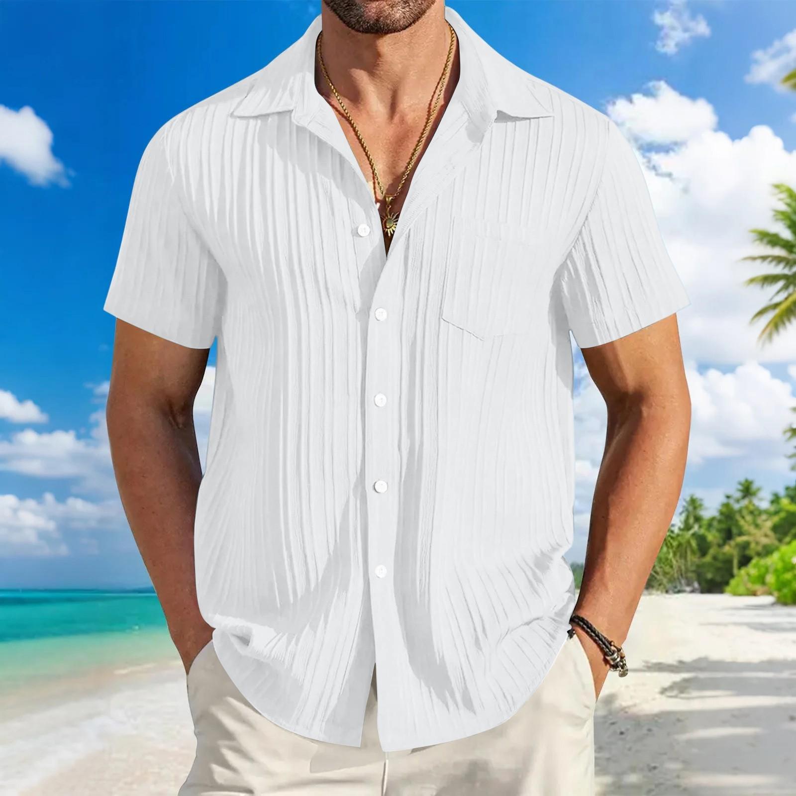 

Мужская полосатая рубашка в стиле колор-блок, повседневная рубашка с короткими рукавами XXXL белый