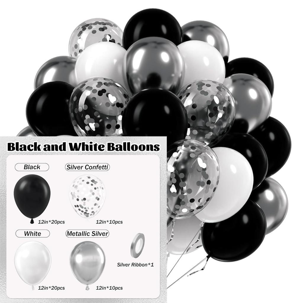 12inch 60pcs multi-color latex balloon set with confetti, suitable for weddings, birthdays, pop parties, bridal showers